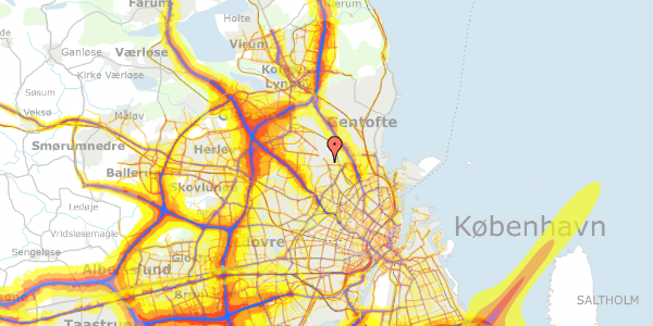 Trafikstøjkort på Dalmosevej 1, 2400 København NV