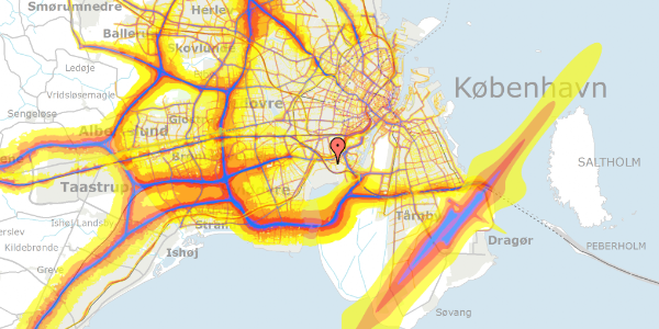 Trafikstøjkort på Damagervej 13, st. th, 2450 København SV