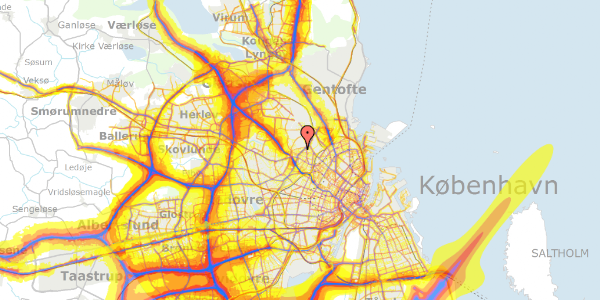 Trafikstøjkort på Degnestavnen 25, 2. tv, 2400 København NV