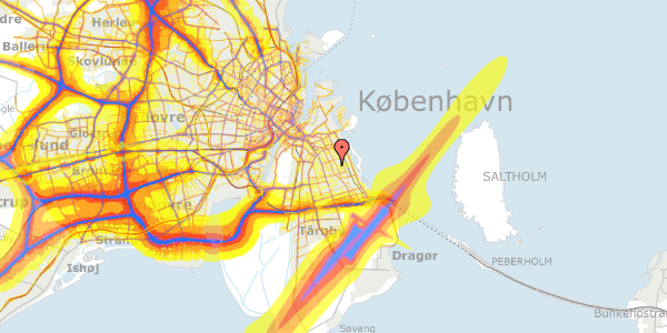 Trafikstøjkort på Delosvej 8, 2300 København S