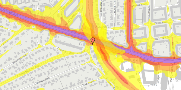 Trafikstøjkort på Dronning Dagmars Allé 1, st. 1, 2500 Valby