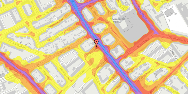 Trafikstøjkort på Ebertsgade 2, 1. th, 2300 København S