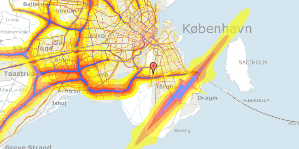 Trafikstøjkort på Edvard Thomsens Vej 11, 10. tv, 2300 København S