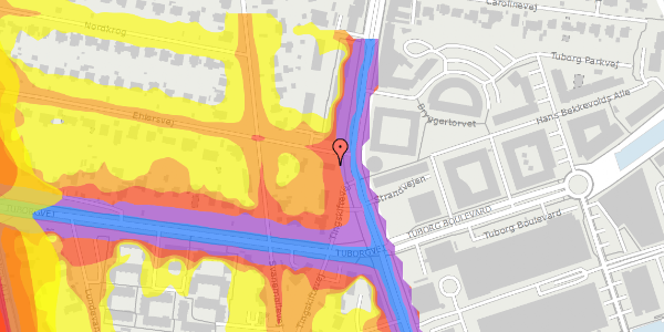 Trafikstøjkort på Ehlersvej 1A, st. , 2900 Hellerup