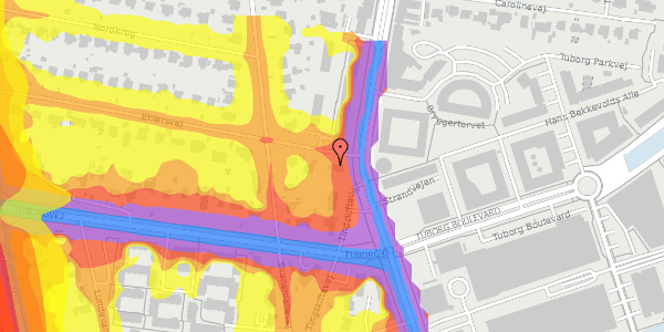 Trafikstøjkort på Ehlersvej 1B, st. , 2900 Hellerup