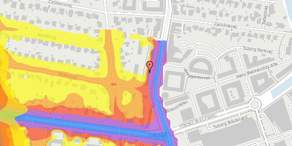 Trafikstøjkort på Ehlersvej 2C, st. th, 2900 Hellerup