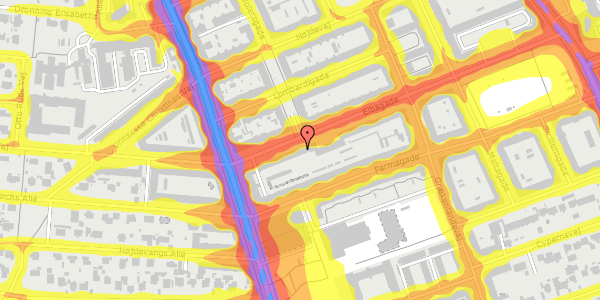 Trafikstøjkort på Elbagade 14, 4. th, 2300 København S