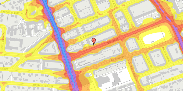 Trafikstøjkort på Elbagade 17, 1. th, 2300 København S