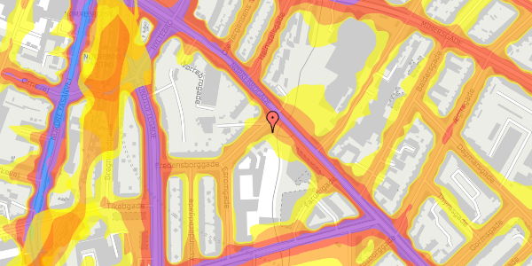 Trafikstøjkort på Esromgade 1, 1. tv, 2200 København N