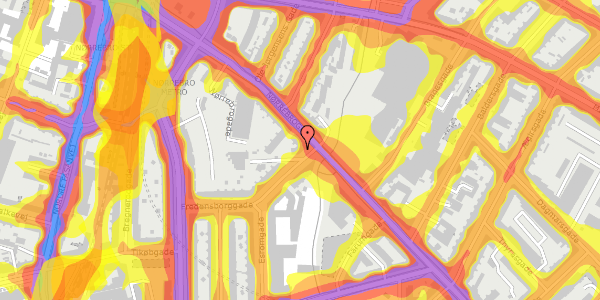 Trafikstøjkort på Esromgade 2, 1. tv, 2200 København N