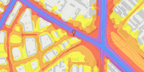 Trafikstøjkort på Fensmarkgade 1, st. , 2200 København N