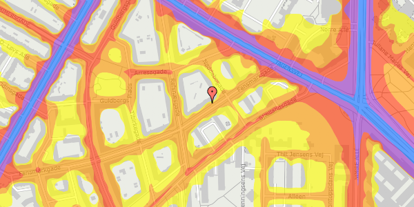 Trafikstøjkort på Fensmarkgade 20, 1. tv, 2200 København N