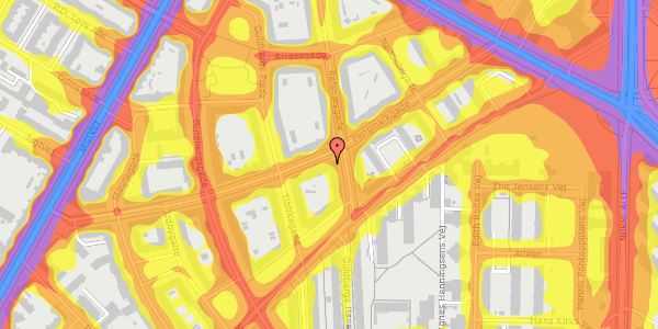 Trafikstøjkort på Fensmarkgade 37, 4. th, 2200 København N