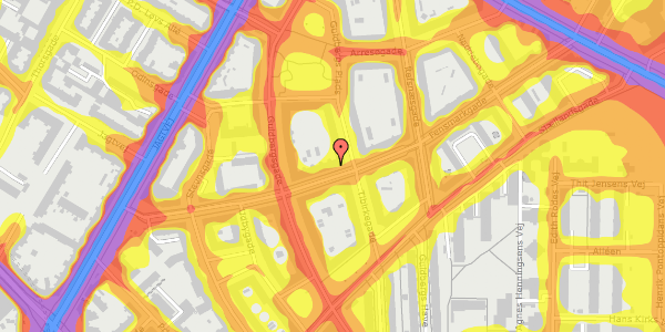 Trafikstøjkort på Fensmarkgade 40, 3. th, 2200 København N