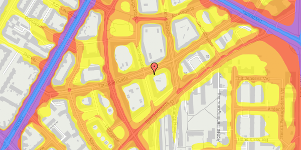 Trafikstøjkort på Fensmarkgade 43, 2. th, 2200 København N