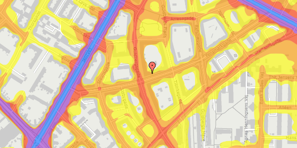 Trafikstøjkort på Fensmarkgade 46, 1. th, 2200 København N