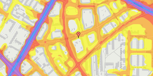 Trafikstøjkort på Fensmarkgade 51, 2. th, 2200 København N