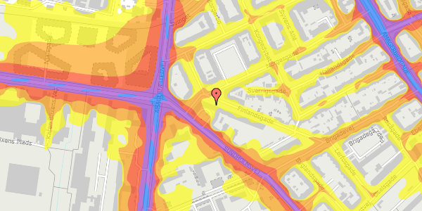 Trafikstøjkort på Finlandsgade 21, 1. th, 2300 København S