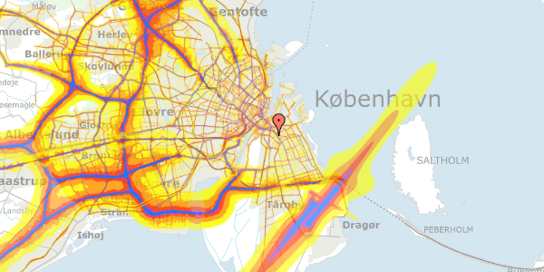 Trafikstøjkort på Finlandsgade 22, 5. tv, 2300 København S