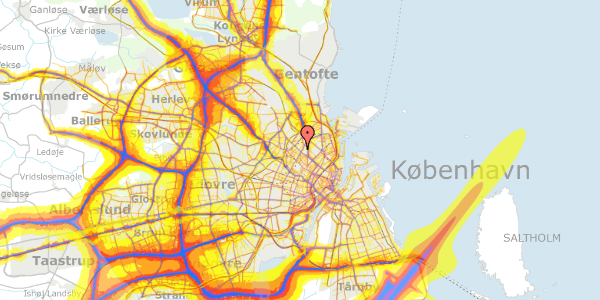 Trafikstøjkort på Fogedmarken 4, 4. th, 2200 København N