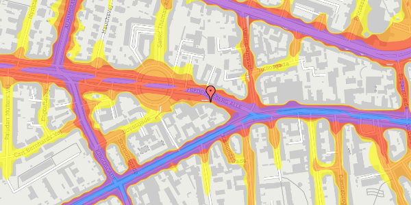 Trafikstøjkort på Frederiksberg Allé 5A, st. , 1621 København V