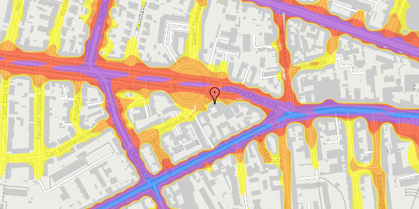 Trafikstøjkort på Frederiksberg Allé 11, 1. , 1621 København V