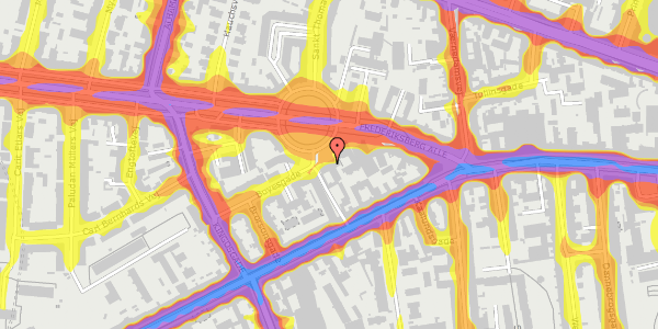 Trafikstøjkort på Frederiksberg Allé 13A, st. mf, 1621 København V