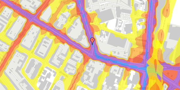 Trafikstøjkort på Frederiksborgvej 3, 3. tv, 2400 København NV