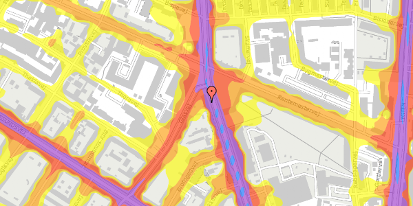 Trafikstøjkort på Frederiksborgvej 43B, 3. th, 2400 København NV