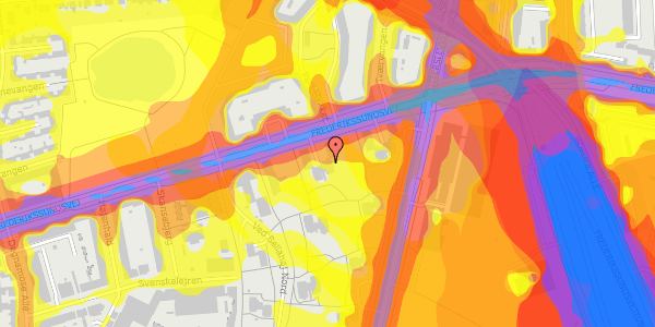 Trafikstøjkort på Frederikssundsvej 121A, 4. th, 2700 Brønshøj