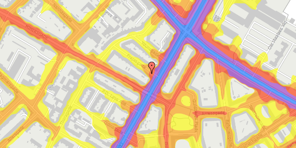 Trafikstøjkort på Frejasgade 1, st. 1, 2200 København N