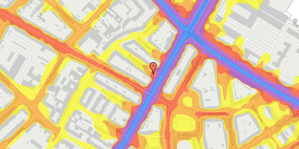 Trafikstøjkort på Frejasgade 1, 3. th, 2200 København N