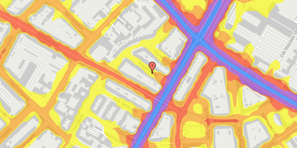 Trafikstøjkort på Frejasgade 5, 3. th, 2200 København N