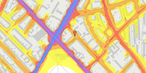 Trafikstøjkort på Fyensgade 9, 1. tv, 2200 København N