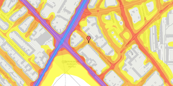 Trafikstøjkort på Fyensgade 10, kl. , 2200 København N