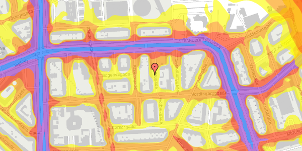 Trafikstøjkort på Fåborggade 5, 1. th, 2100 København Ø