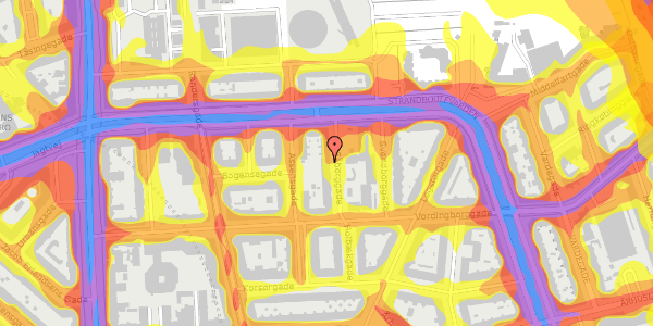 Trafikstøjkort på Fåborggade 7, st. th, 2100 København Ø