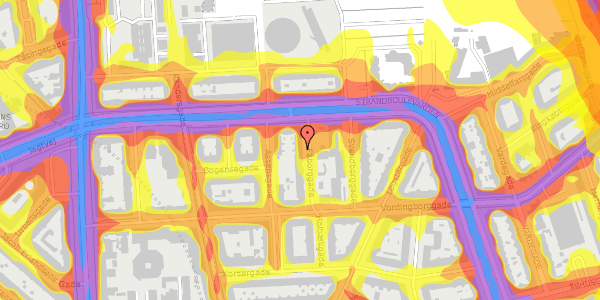 Trafikstøjkort på Fåborggade 11, st. , 2100 København Ø