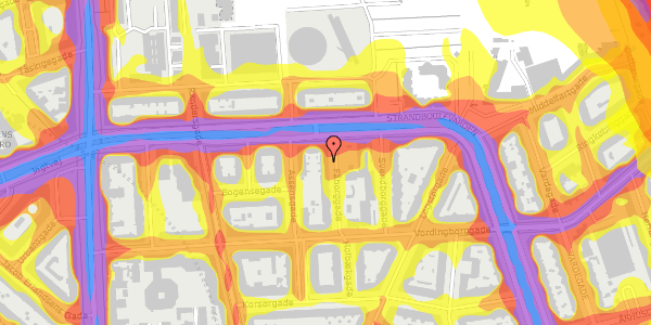 Trafikstøjkort på Fåborggade 13, st. th, 2100 København Ø