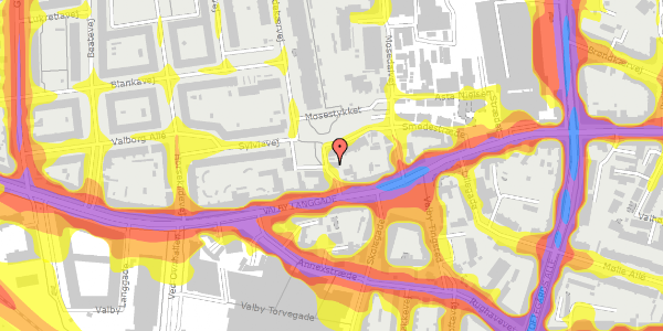 Trafikstøjkort på Erik Ballings Vej 2, 1. th, 2500 Valby