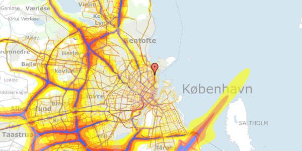 Trafikstøjkort på Gammel Kalkbrænderi Vej 14, 2. th, 2100 København Ø