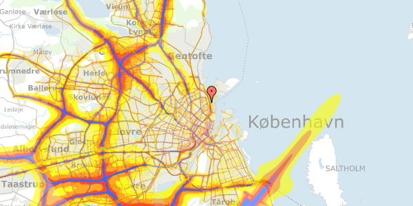 Trafikstøjkort på Gammel Kalkbrænderi Vej 27, 2. th, 2100 København Ø