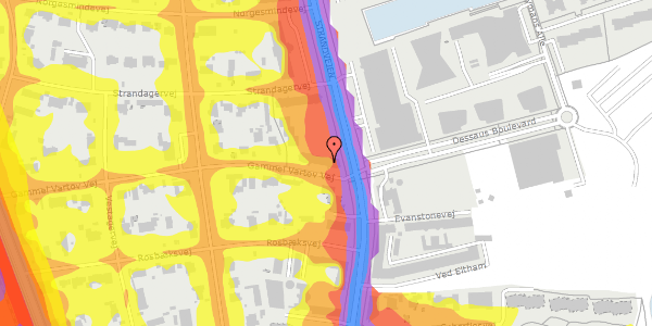 Trafikstøjkort på Gammel Vartov Vej 29, kl. , 2900 Hellerup