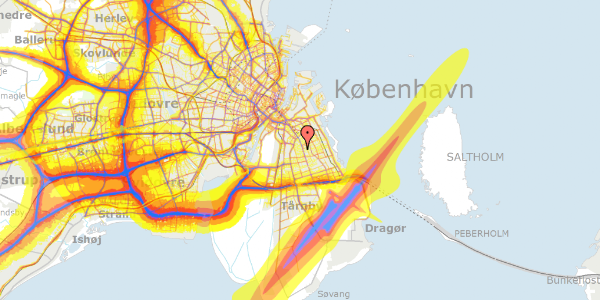 Trafikstøjkort på Geysers Allé 12, 2300 København S