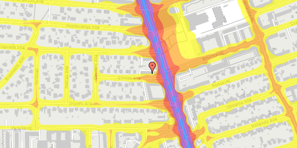 Trafikstøjkort på Gimles Allé 2A, st. th, 2300 København S