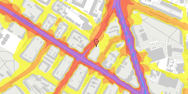 Trafikstøjkort på Glasvej 6, 1. th, 2400 København NV