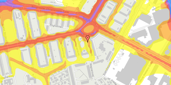 Trafikstøjkort på Glucksvej 9, 1. th, 2450 København SV