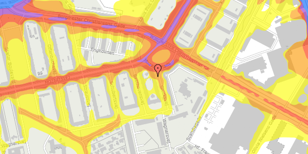 Trafikstøjkort på Glucksvej 11, 1. th, 2450 København SV