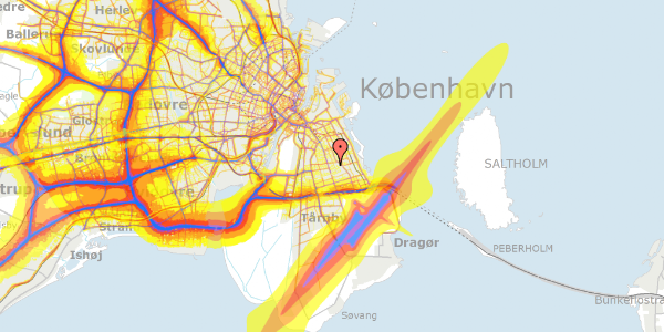 Trafikstøjkort på Greisvej 13, 2. th, 2300 København S