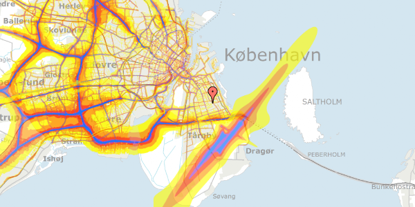 Trafikstøjkort på Greisvej 14, 2300 København S